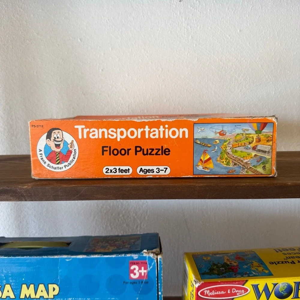 Transportation Floor Puzzle 24 Pieces 2x3 Ft Vintage Educational 1 Piece Missing